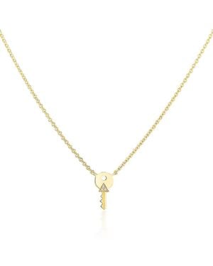Harwell Godfrey 18K 1975 Diamond Accent Tiny Key Pendant Necklace, 16-18 - Metallic