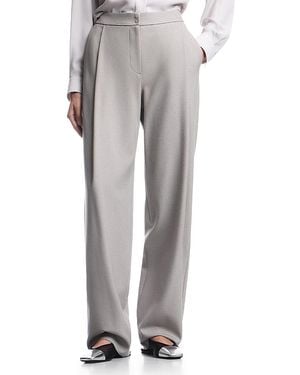 Emporio Armani Pleated Straight Leg Pants - Gray