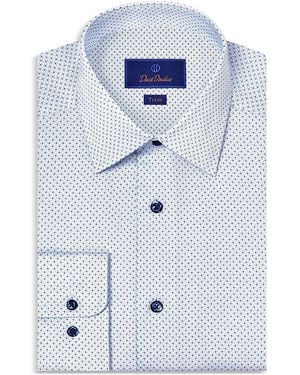 David Donahue Slim Fit Printed Dress Shirt - Blue
