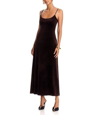 Aqua Velvet A Line Maxi Dress - Black