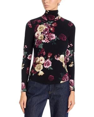 Tahari Floral Print Turtleneck Top - Blue