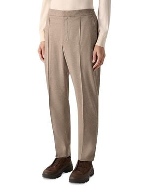 ZEGNA Wool, Silk & Cashmere Tapered Pants - Natural