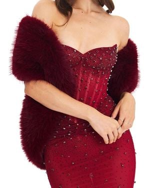 Miss Circle Jazmin Faux Fur Scarf - Red