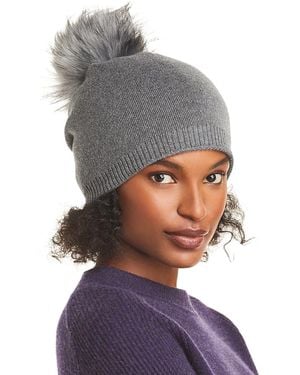 Kyi Kyi Cashmere Faux Fur Pom Pom Hat - Gray
