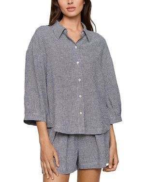 Eberjey Linen Blend Relaxed Fit Pajama Top - Gray