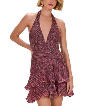 PATBO Rose Mirage Plunge Halter Neck Dress - Red