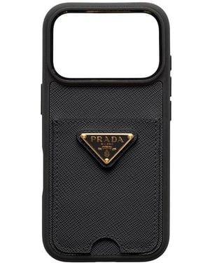Prada Saffiano Leather Case For Iphone 17 Pro - Black