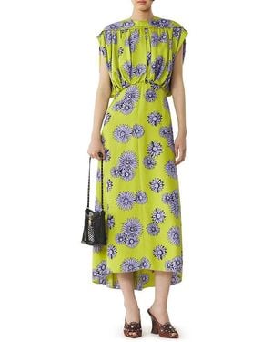 Lanvin Printed Silk Midi Dress - Green
