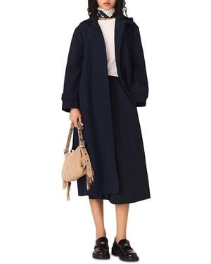 Maje Removable Rhinestone Hood Trench Coat - Blue