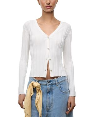 STAUD Ezra Striped Cardigan - White