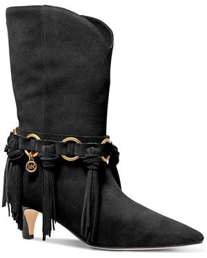 Michael Kors Daniela Leather Fringe Boots - Black