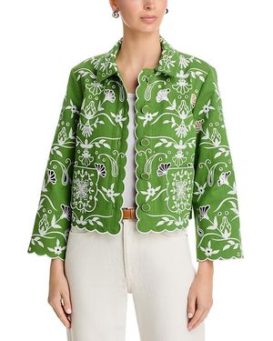 Tahari Marianna Embroidered Jacket - Green