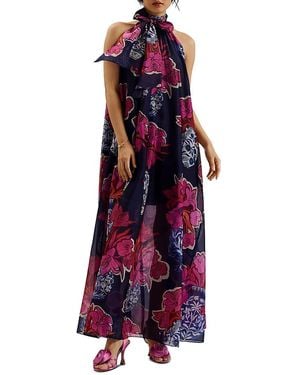 Ted Baker Kinosei Organza Tie Neck Halter Maxi Dress - Purple
