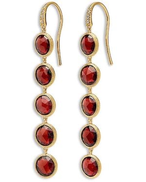Marco Bicego 18K Jaipur Color Garnet & Diamond Linear Drop Earrings - White