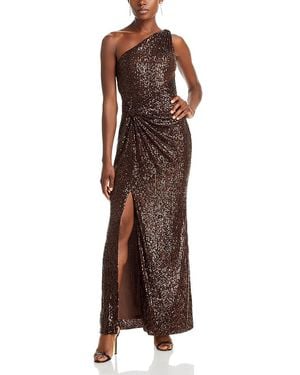 Eliza J Sequined One Shoulder Gown - Brown