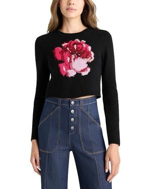 Cinq À Sept Heritage Rose Cropped Sweatshirt - Blue