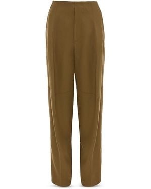 Victoria Beckham Wool Sculptural Leg Trousers - Green