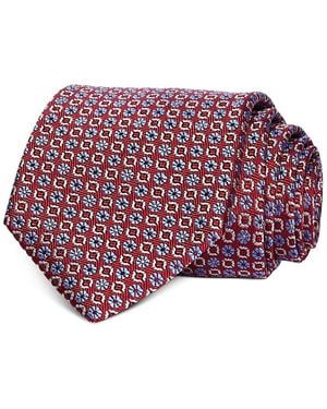 David Donahue Neat Jacquard Classic Silk Tie - Purple