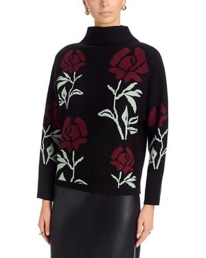 Tahari Rose Jacquard Funnel Neck Sweater - Blue