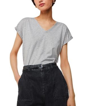 Whistles Willa V Neck Cap Sleeve Tee - Grey