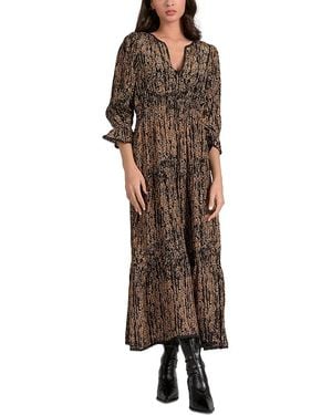 Elan V Neck Dress - Brown