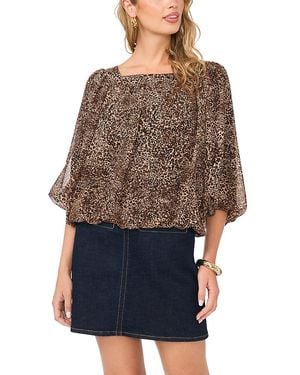 Vince Camuto Square Neck Bubble Blouse - Brown