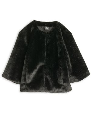 Echo Collarless Faux Fur Jacket - Black