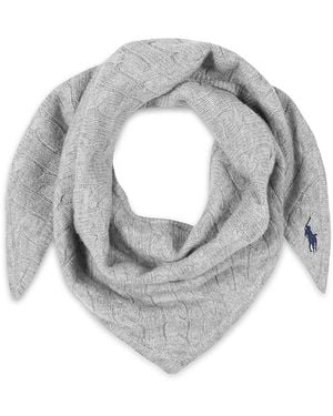 Polo Ralph Lauren Cable Knit Wool & Cashmere Triangle Scarf - Gray