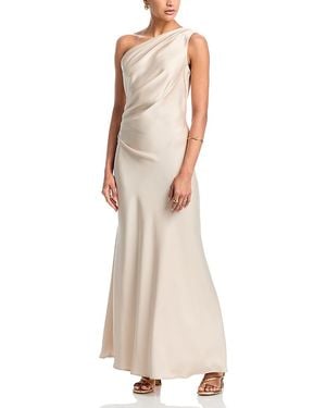Aqua One Shoulder Charmeuse Dress - Natural