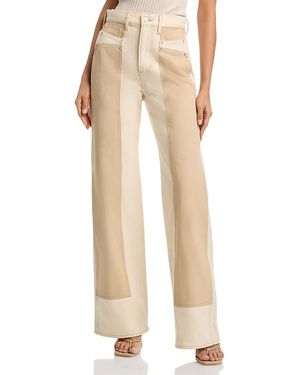 Veronica Beard Taylor High Rise Wide Leg Jeans - Natural