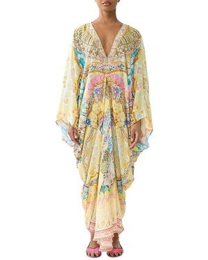 CAMILLA Long Silk Kaftan - Metallic