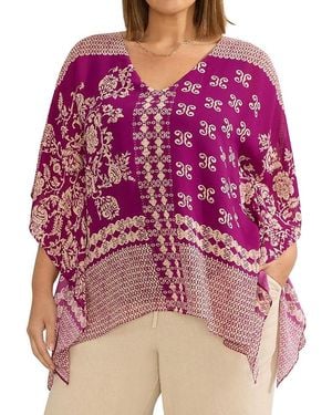 Live Unlimited Bandana Print Chiffon V-Neck Top - Pink