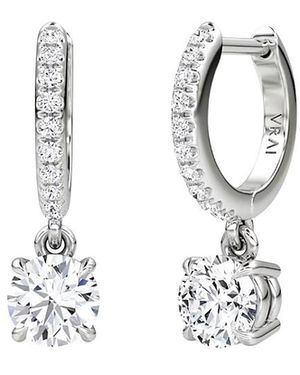 Vrai Solitaire Drop Huggie Hoop Pave - White