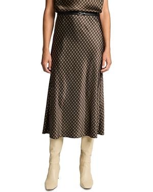 Vince Plaid Ombre Slip Skirt - Brown