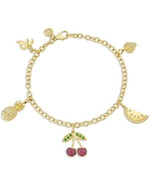 Sydney Evan 14K The Terra Ruby, Emerald, & Diamond Fruit Charm Bracelet - Metallic