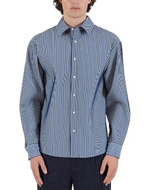KROST 3D Striped Button Front Shirt - Blue