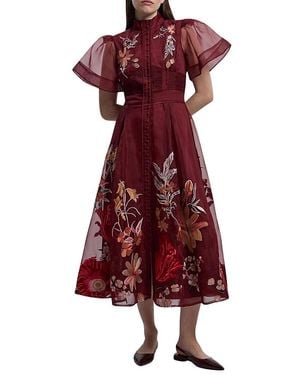 Karen Millen Embroidered Short Sleeve Midi Dress