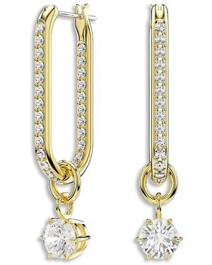 Swarovski Constella Pave Link & Crystal Charm Drop Earrings - Metallic