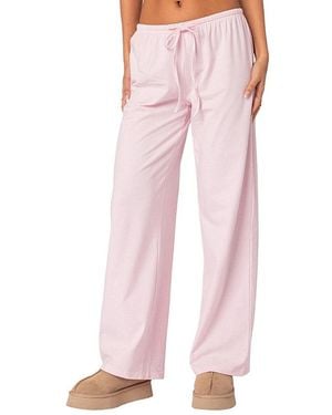 Edikted Olivia Striped Loose Fit Pants - Pink