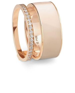 Repossi 18K Berbere Diamond & Nude Lacquer Chromatic Double Ring - White