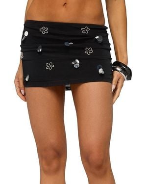 Edikted Juanie Bead & Sequin Mesh Mini Skirt - Black