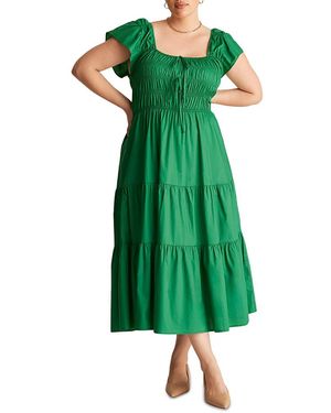 Estelle Alana Smocked Midi Dress - Green