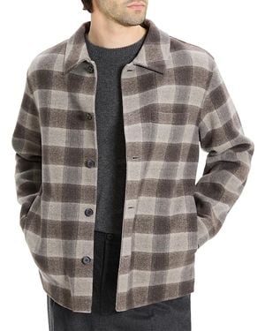 Theory Wool & Cashmere Check Overshirt - Grey