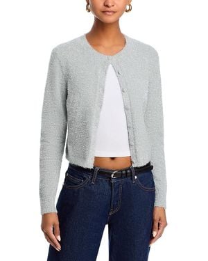 French Connection Tinsel Knit Slim Cardigan Sweater - Gray