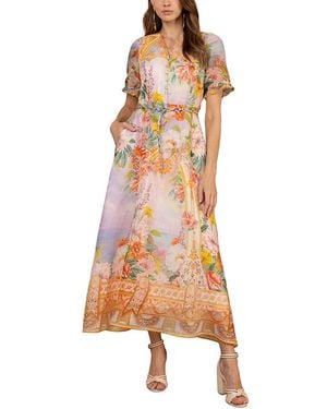 Hale Bob Cyrilla Linen Organza Maxi Dress - Pink