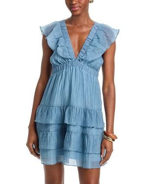 Aqua Ruffle Mini Dress - Blue