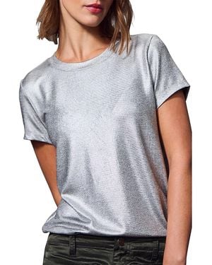 Sanctuary Shine Perfect Metallic Relaxed Fit Tee - Gray