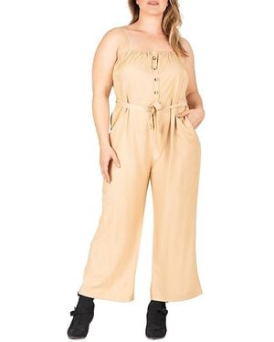 Standards & Practices Spaghetti Strap Elastic Neckline High Waist Jumpsuit - Natural