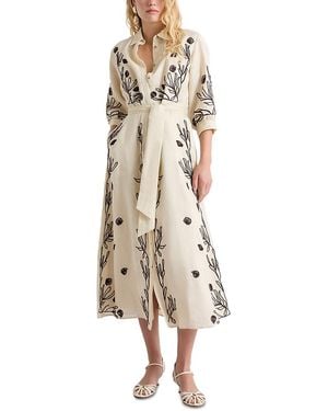 Marella Banda Embroidered Linen Dress - Natural