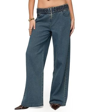 Edikted Braidey Low Rise Baggy Jeans - Blue